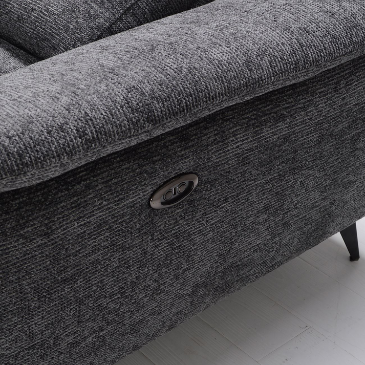 ROMEO Καναπές-Relax, Δεξιά Γωνία,Ύφασμα Γκρι, Αποθ.χώρος, Μία θέση με ηλεκτρική ανάκληση