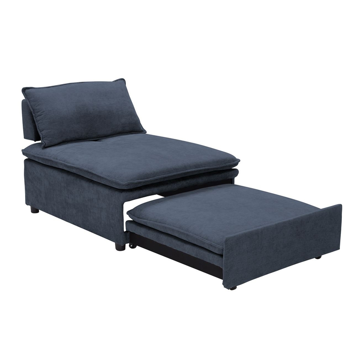 FRANNIE Πολυθρόνα (Καρέκλα) - Κρεβάτι, Σαλονιού-Καθιστικού, Ύφασμα Μπλε-Γκρι