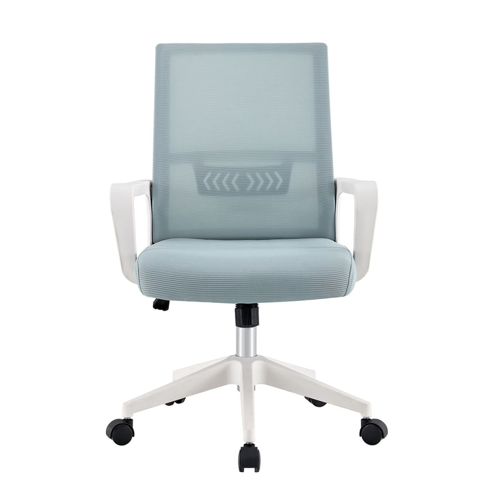 BF2965 Πολυθρόνα Γραφείου Ύφασμα Γκρι-Μπλε Mesh, Βάση PP Άσπρο
