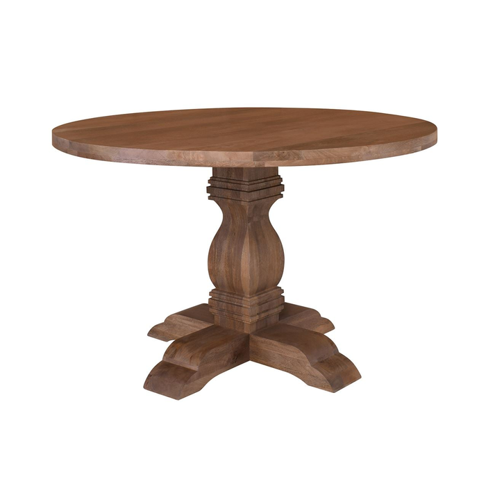 ATLAS Τραπέζι Ροτόντα Τραπεζαρίας, Ξύλο Mango, Απόχρωση Smoke Walnut