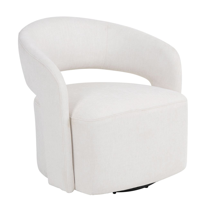 CUBA Πολυθρόνα-Περιστρεφόμενη, Σαλονιού - Καθιστικού, Teddy Ύφασμα Άσπρο