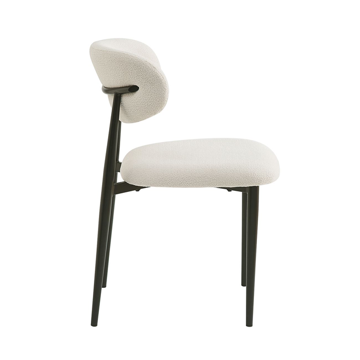POINT Καρέκλα Τραπεζαρίας Μέταλλο Βαφή Μαύρο, Teddy Ύφασμα Άσπρο