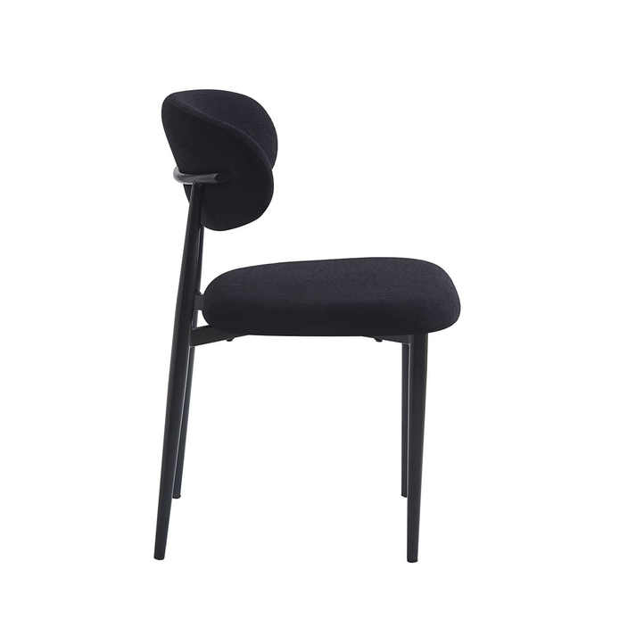 POINT Καρέκλα Τραπεζαρίας Μέταλλο Βαφή Μαύρο, Teddy Ύφασμα Μαύρο