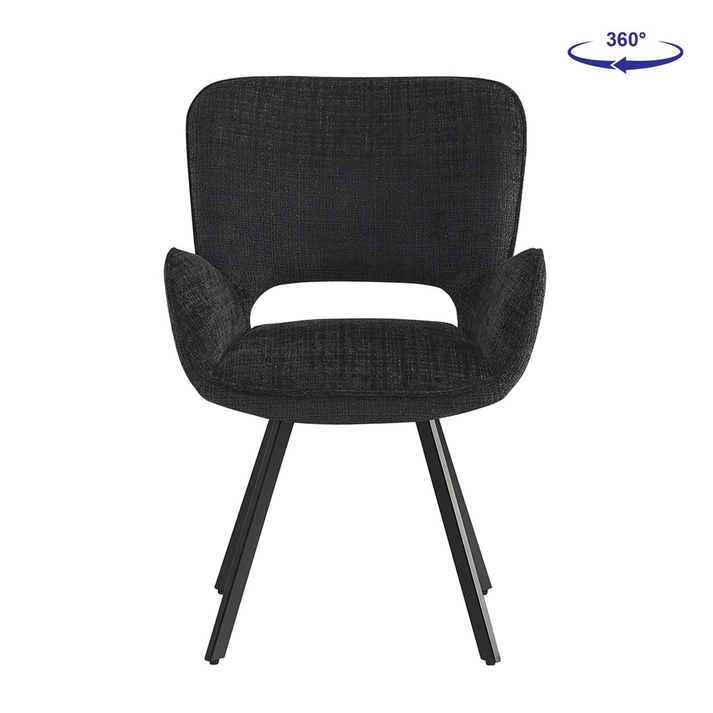 VETA Πολυθρόνα Περιστρεφόμενη, Μέταλλο Βαφή Μαύρο, Ύφασμα Μαύρο