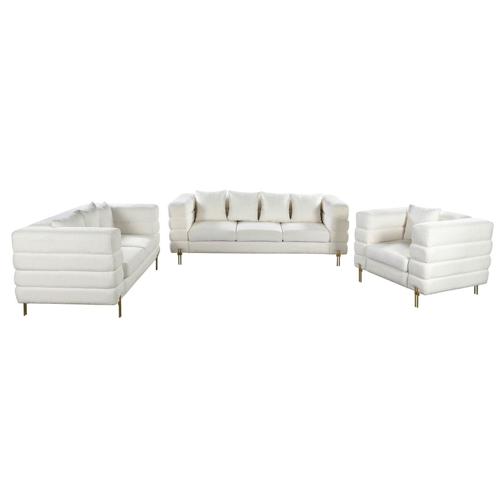 MORRIS Set Σαλόνι - Καθιστικό 3θέσιος + 2θέσιος + Πολυθρόνα Ύφασμα Teddy Άσπρο