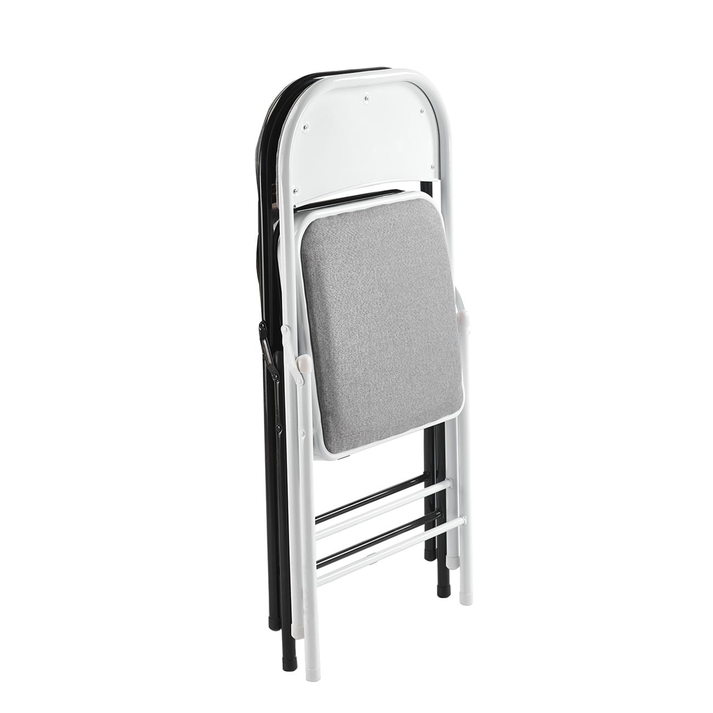 BRENDA Καρέκλα Πτυσσόμενη, Μέταλλο Βαφή Μαύρο, Ύφασμα Γκρι