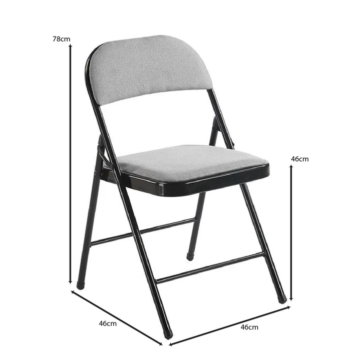 BRENDA Καρέκλα Πτυσσόμενη, Μέταλλο Βαφή Μαύρο, Ύφασμα Γκρι