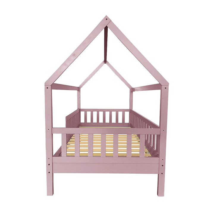 DREAM Montessori Παιδικό Κρεβάτι, για Στρώμα 90x190cm, Ξύλο Πεύκου Απόχρωση Ροζ