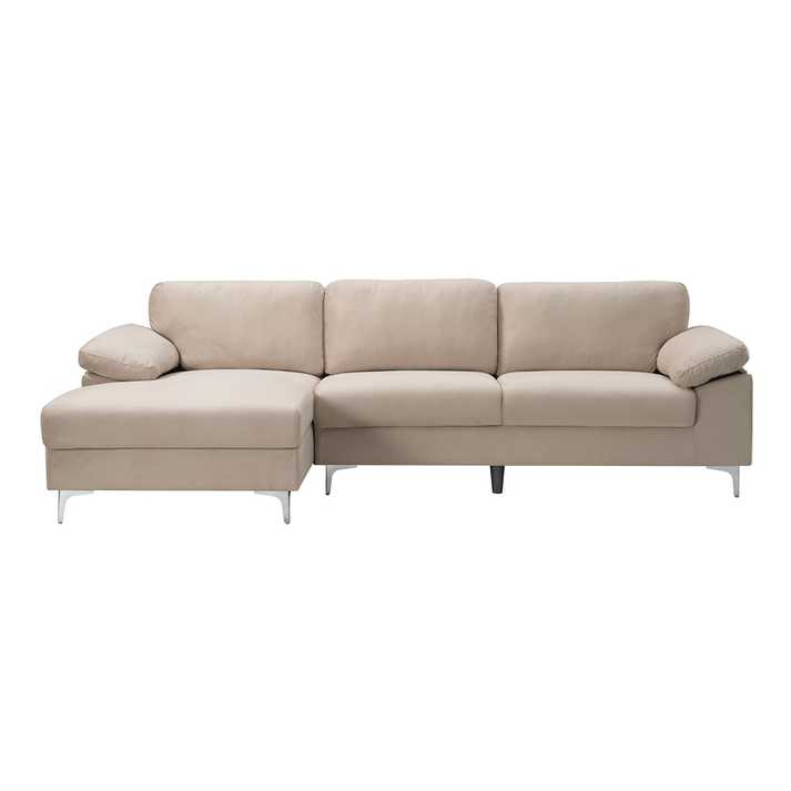 ALEX Καναπές Σαλονιού Καθιστικού Δεξιά Γωνία, Ύφασμα Μπεζ Velure