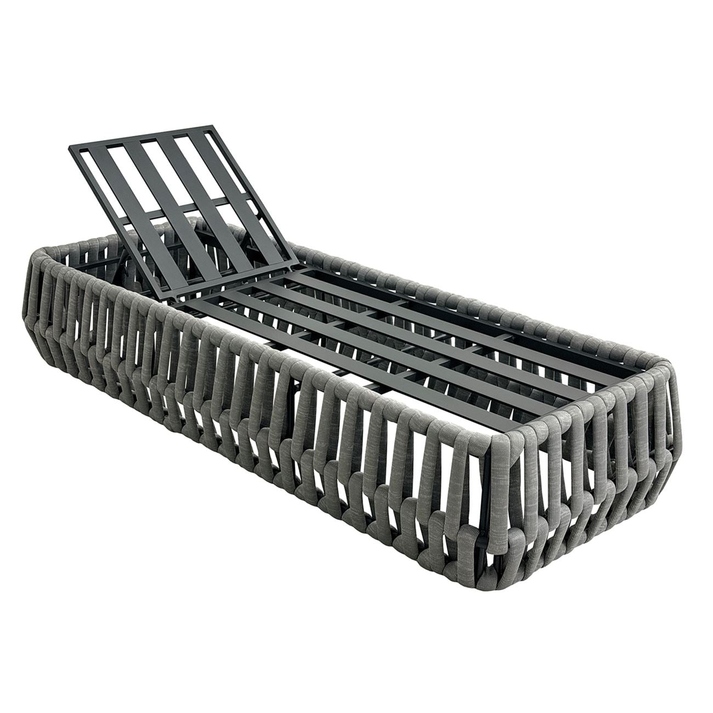 MAJORCA Ξαπλώστρα, Αλουμίνιο με Olefin Rope Γκρι, Μαξιλάρι Ανοιχτό Γκρι