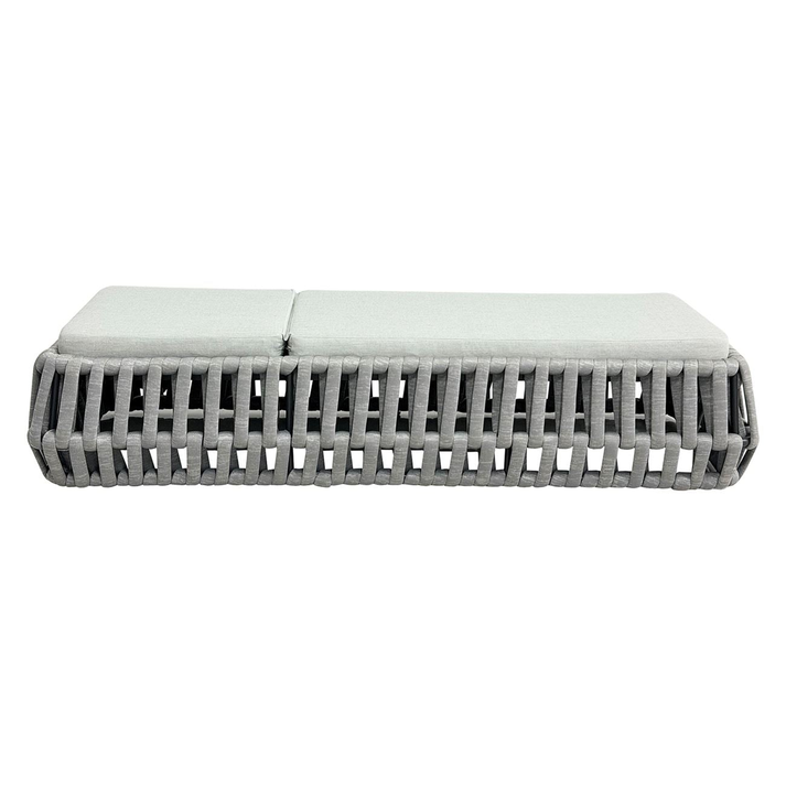 MAJORCA Ξαπλώστρα, Αλουμίνιο με Olefin Rope Γκρι, Μαξιλάρι Ανοιχτό Γκρι