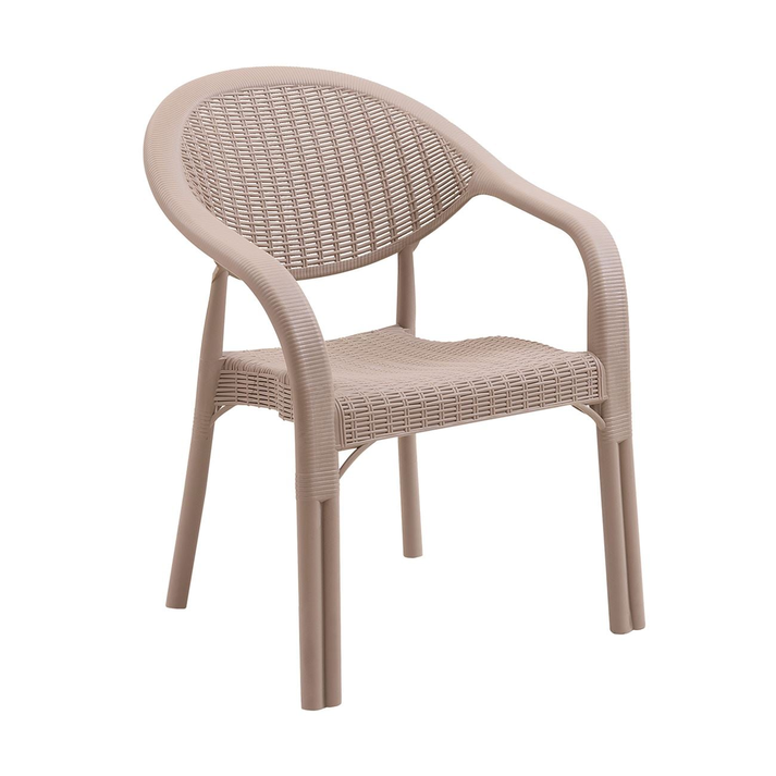 BAMBOO Pro Πολυθρόνα Κήπου - Βεράντας Στοιβαζόμενη, PP-UV (Rattan Look) Cappuccino