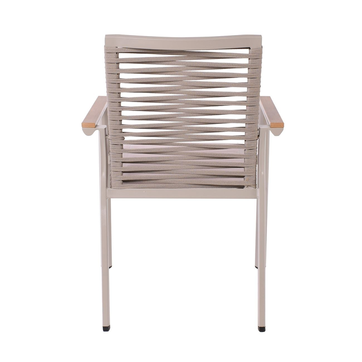 SIERRA Πολυθρόνα Dining Στοιβαζόμενη Αλουμινίου, Μπεζ Padded Textilene & Flat Rope