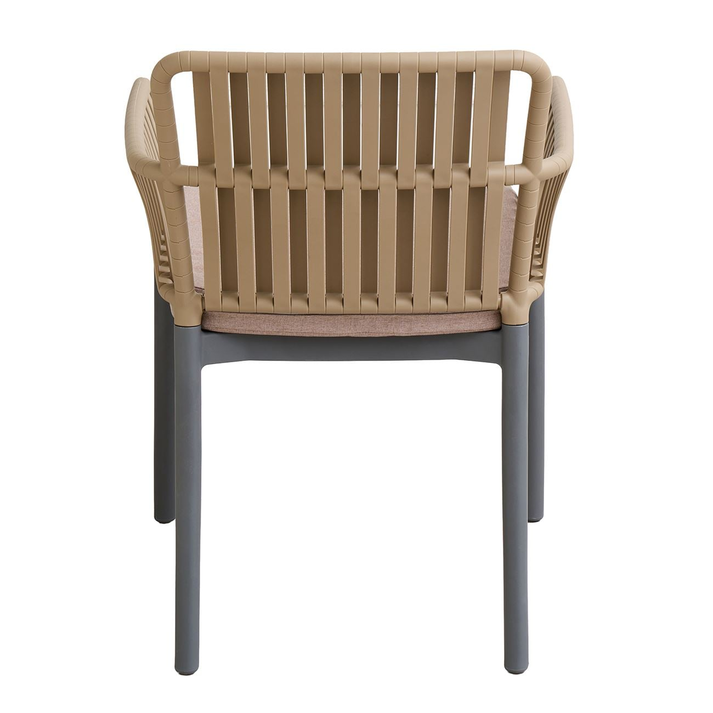 SYLVIA Πολυθρόνα Βεράντας- Κήπου, PP-UV Sand Beige- Ανθρακί, Μαξιλάρι Μπεζ (KD)