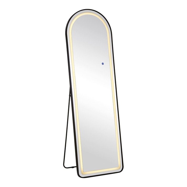 LED-8 Καθρέπτης Τοίχου-Δαπέδου Φωτιζόμενος, Αλουμίνιο Μαύρο, Αφής με 3 επιλογές φωτισμού