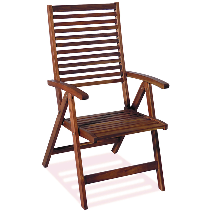 Ξύλινη Ψηλόπλατη Πτυσσόμενη Πολυθρόνα 5 Θέσεων, Acacia Wood 108Χ57Χ72 καφέ