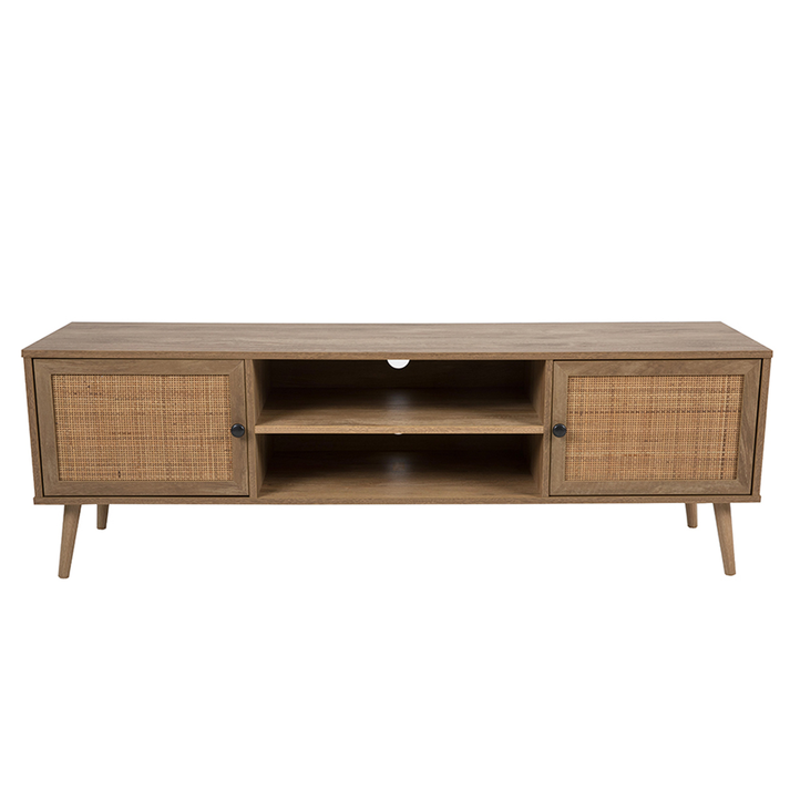 AMMOS TV STAND 2ΠΟΡΤΕΣ ΦΥΣΙΚΟ ΜΕ RATTAN 150x39x49