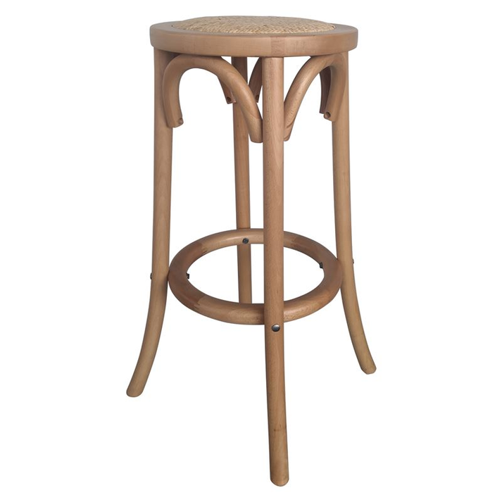 VIENNA Σκαμπό BAR, Ξύλο Οξιά Απόχρωση Φυσικό, Κάθισμα Ψάθα