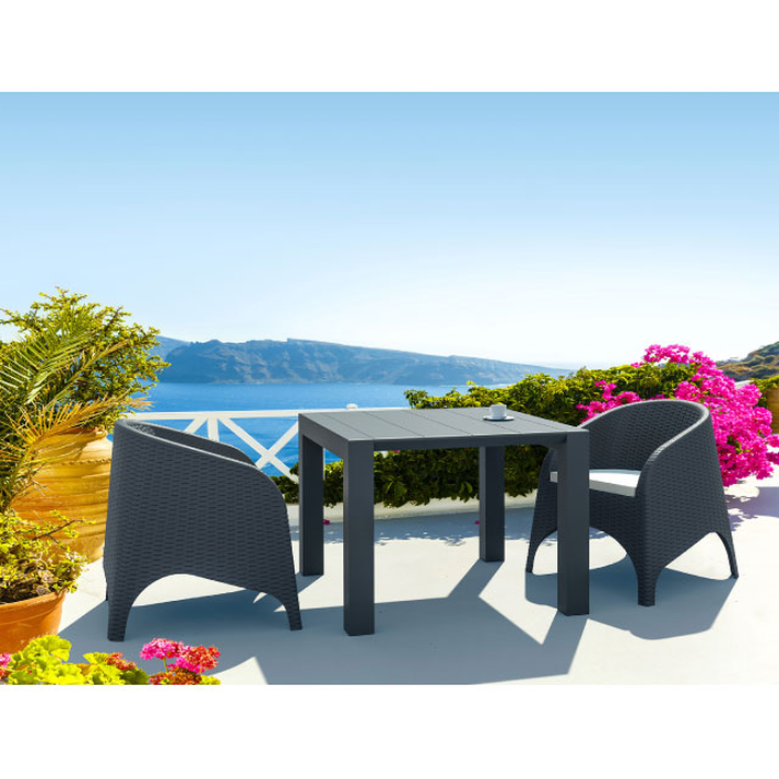 VEGAS RATTAN DARK GREY 100X100/140Χ75εκ. ΕΠΕΚΤ.ΤΡΑΠΕΖΙ