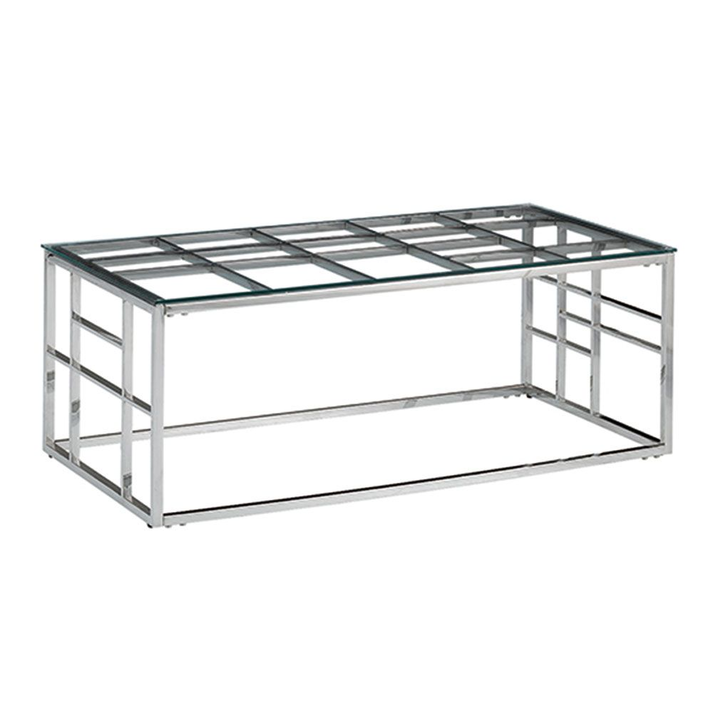 BELLAGIO COFFEE TABLE ΑΣΗΜΙ ΔΙΑΦΑΝΟ 120x60x45