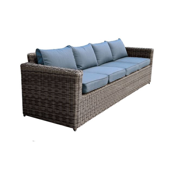ARIZONA 4Θέσιος Καναπές Κήπου ALU, 4mm Half-Round Wicker Grey Brown, Μαξιλάρια Ανθρακί