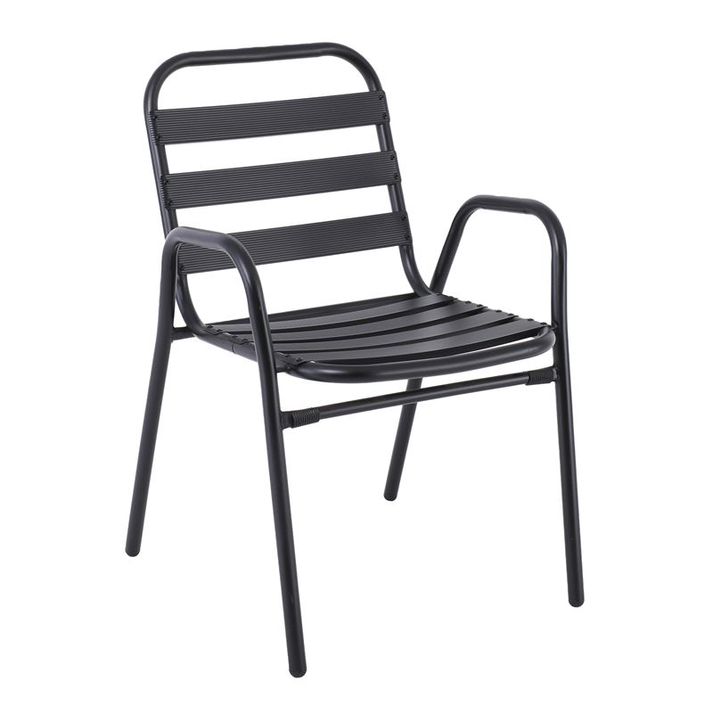 FANTIC Πολυθρόνα Μέταλλο - Αλουμίνιο Βαφή Ανθρακί, Στοιβαζόμενη