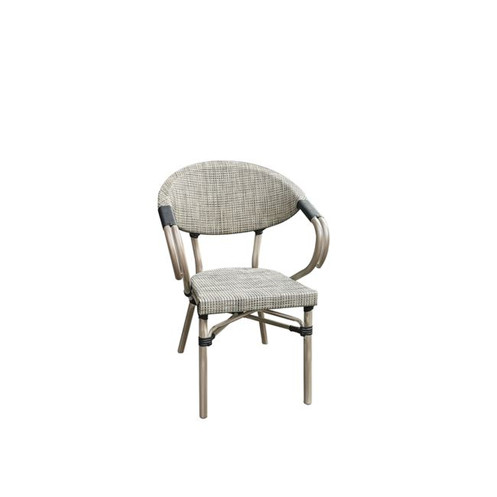 COSTA Πολυθρόνα Dining Αλουμινίου, Απόχρωση Antique Grey - Textilene Μπεζ