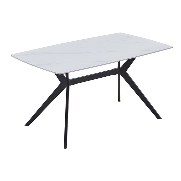 GALI Τραπέζι Τραπεζαρίας- Κουζίνας, Μέταλλο Βαφή Μαύρο, Sintered Stone White Marble