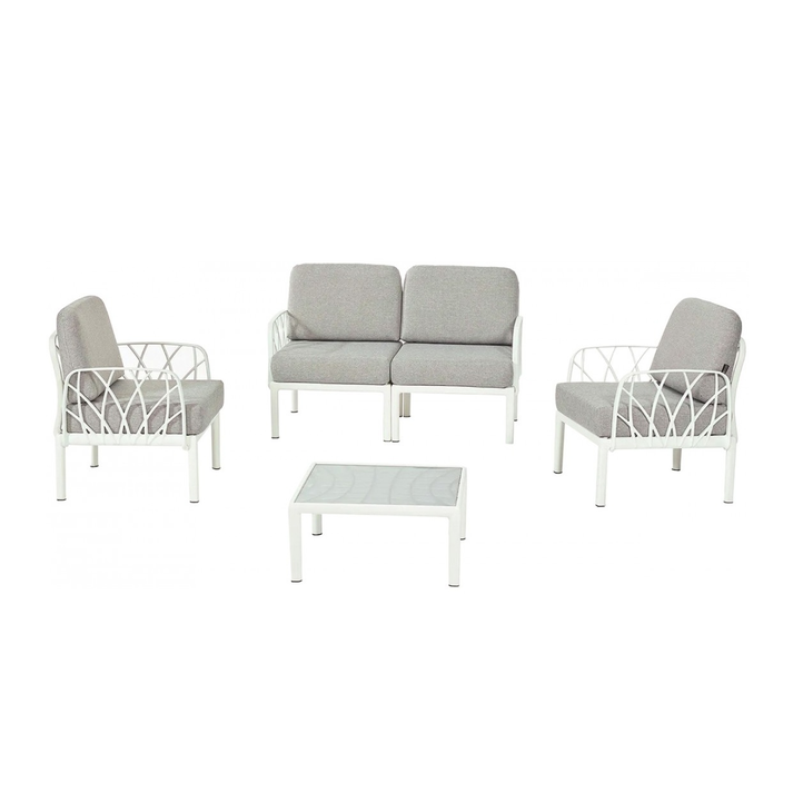 Garda II PP set 4τμχ ΓΚΡΙ Kαναπές:140x75x78(64)cm Πολυθρόνα:71,5x75x78(64)cm Τραπεζάκι:67,5x67,5x32cm