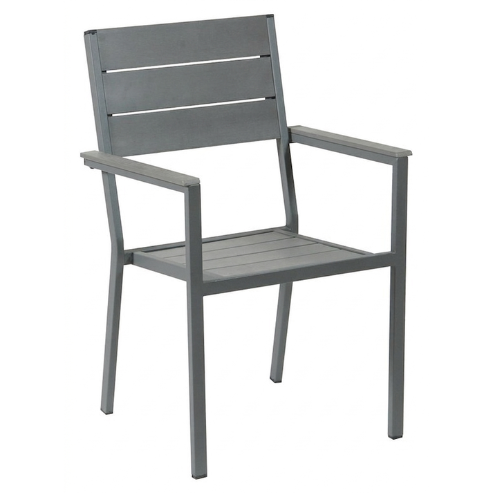 Στοιβαζόμενη Πολυθρόνα Αλουμινίου Με Γκρί Pollywood