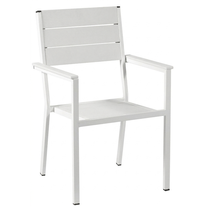Στοιβαζόμενη Πολυθρόνα Αλουμινίου Με Λευκό Pollywood