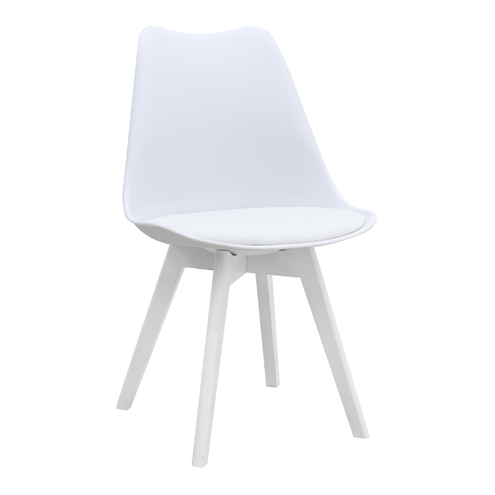 Καρέκλα τραπεζαρίας Viva PP - PU λευκό - ξύλινο λευκό πόδι 48,5x54x80εκ.