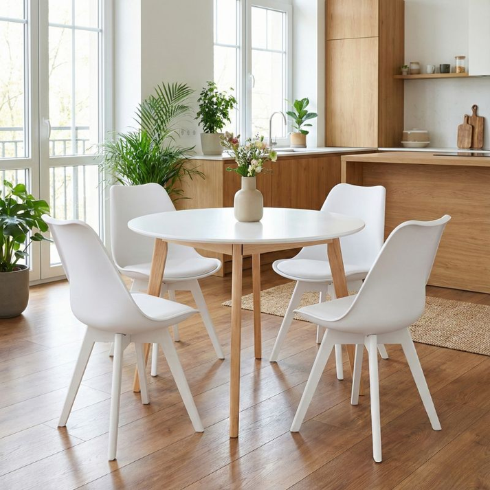 Καρέκλα τραπεζαρίας Viva PP - PU λευκό - ξύλινο λευκό πόδι 48,5x54x80εκ.