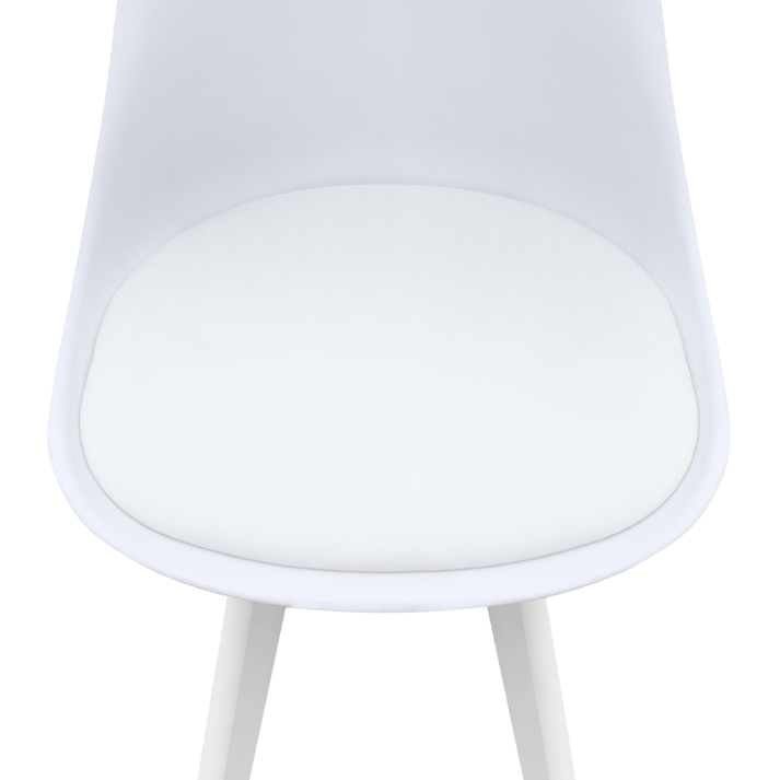 Καρέκλα τραπεζαρίας Viva PP - PU λευκό - ξύλινο λευκό πόδι 48,5x54x80εκ.