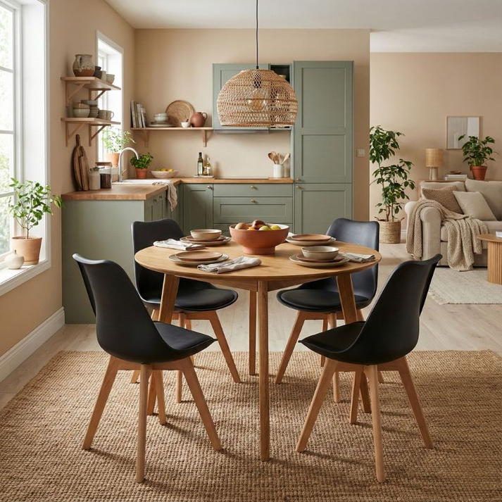 Καρέκλα τραπεζαρίας Viva PP - PU μαύρο - ξύλινο φυσικό πόδι 48,5x54x80εκ.