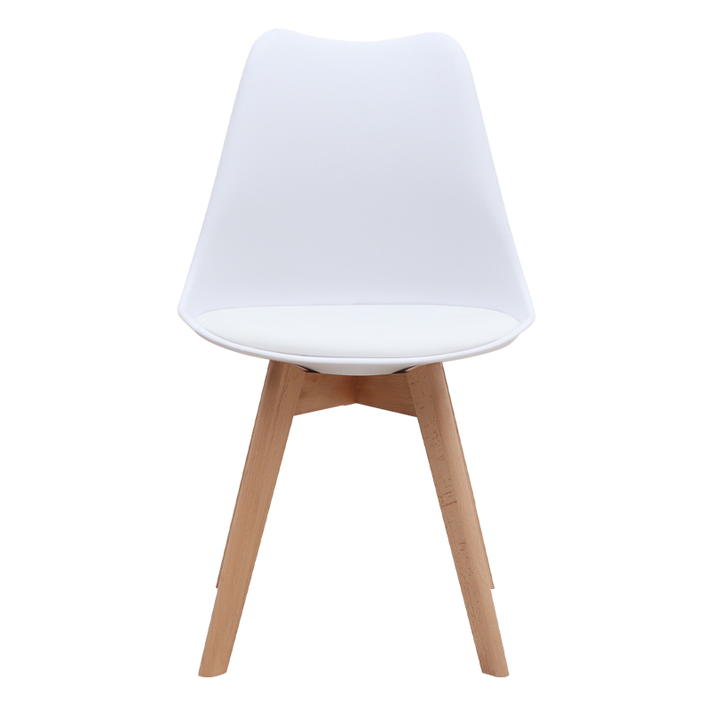 Καρέκλα τραπεζαρίας Viva PP - PU λευκό - ξύλινο φυσικό πόδι 48,5x54x80εκ.