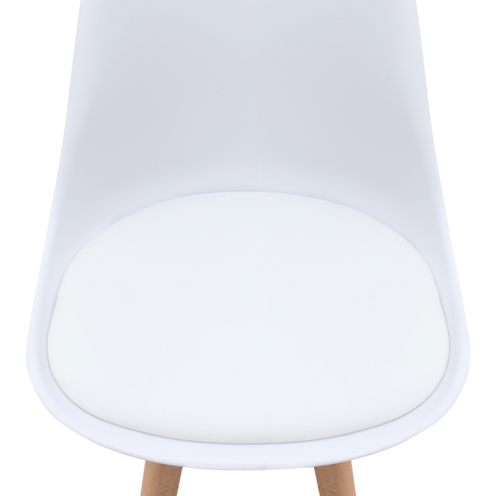 Καρέκλα τραπεζαρίας Viva PP - PU λευκό - ξύλινο φυσικό πόδι 48,5x54x80εκ.