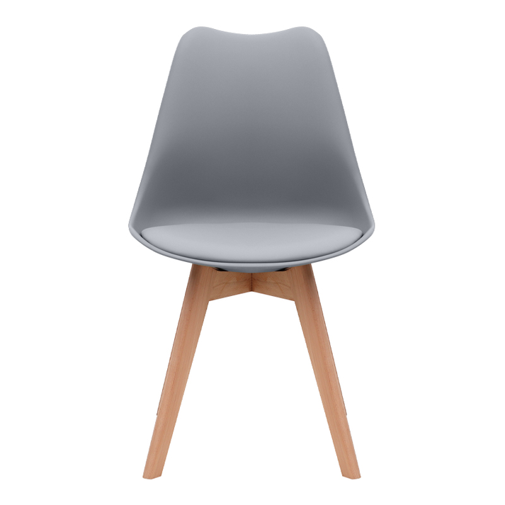 Καρέκλα τραπεζαρίας Viva PP - PU γκρι - ξύλινο φυσικό πόδι 48,5x54x80εκ.