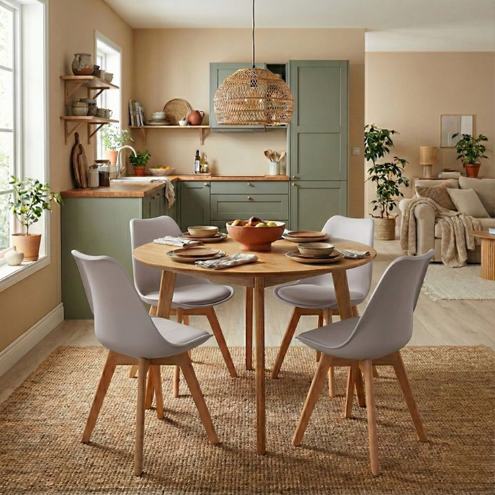 Καρέκλα τραπεζαρίας Viva PP - PU cappuccino - ξύλινο φυσικό πόδι 48,5x54x80εκ.