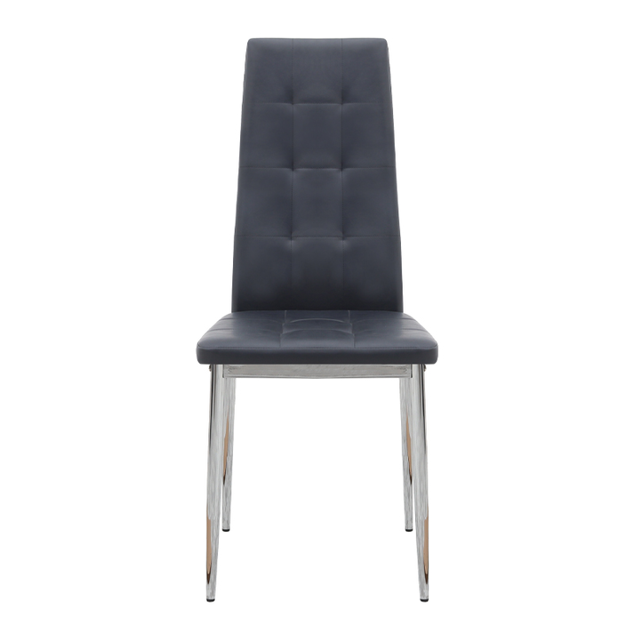 Καρέκλα τραπεζαρίας Rosa μαύρο PU - μεταλλικό πόδι χρωμίου 41x48x98εκ.