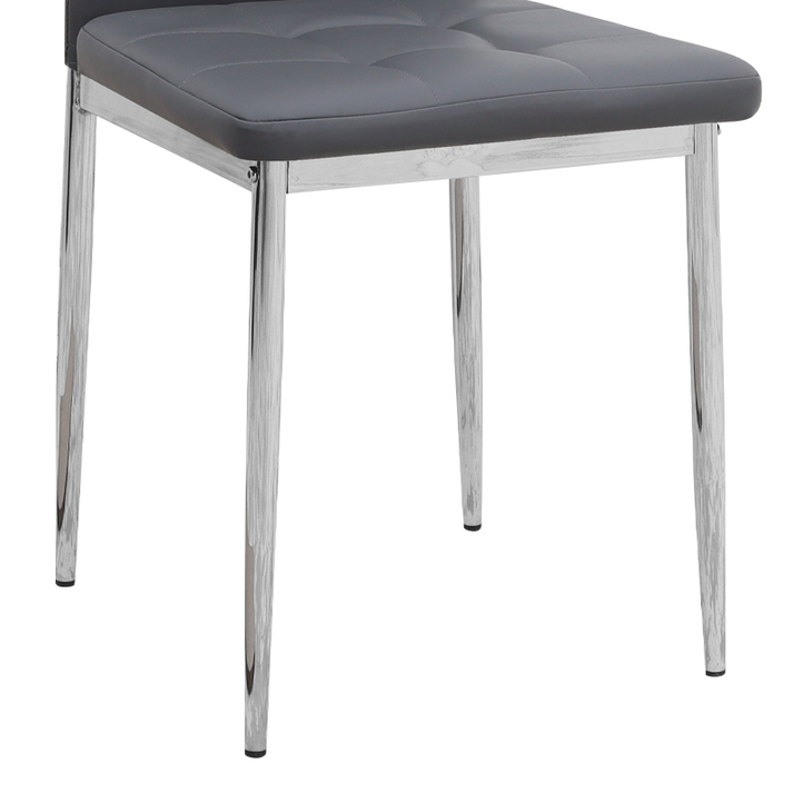 Καρέκλα τραπεζαρίας Rosa γκρι PU - μεταλλικό πόδι χρωμίου 41x48x98εκ.