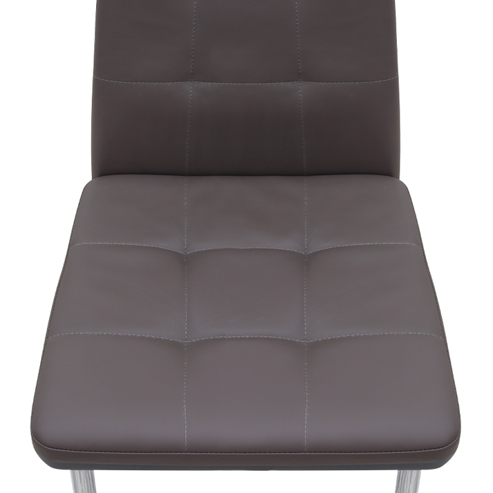 Καρέκλα τραπεζαρίας Rosa καφέ PU - μεταλλικό πόδι χρωμίου 41x48x98εκ.