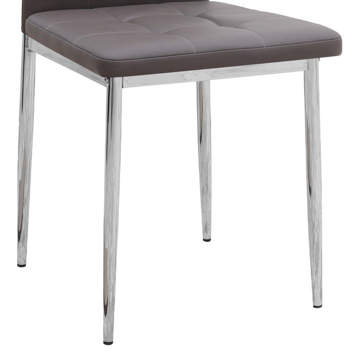 Καρέκλα τραπεζαρίας Rosa καφέ PU - μεταλλικό πόδι χρωμίου 41x48x98εκ.