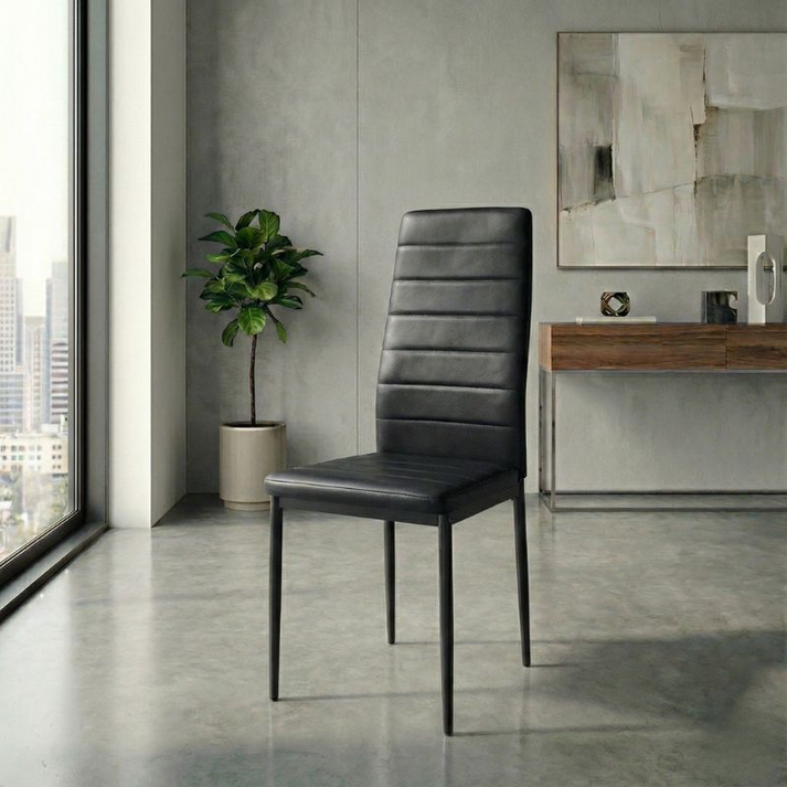 Καρέκλα τραπεζαρίας Rosa μαύρο PU - μεταλλικό μαύρο πόδι 40x52x96εκ.