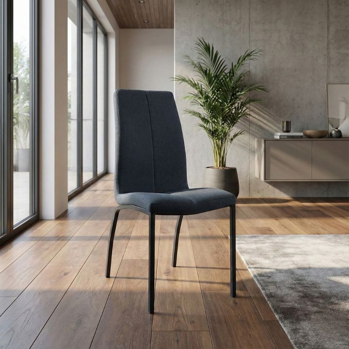 Καρέκλα τραπεζαρίας Fina ανθρακί ύφασμα - μεταλλικό μαύρο πόδι 43x58x95εκ.