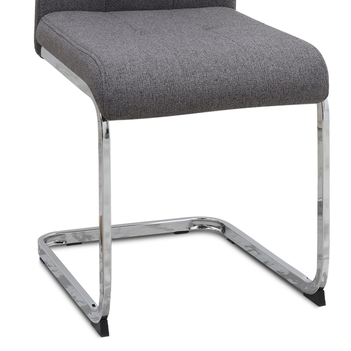 Καρέκλα τραπεζαρίας Laura γκρι ύφασμα - μεταλλική βάση χρωμίου 42x58x98εκ.