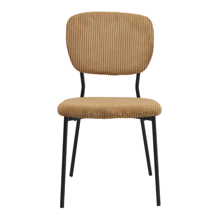 Καρέκλα τραπεζαρίας Kevin μουσταρδί ύφασμα - μεταλλικό μαύρο πόδι 48x51x87εκ.