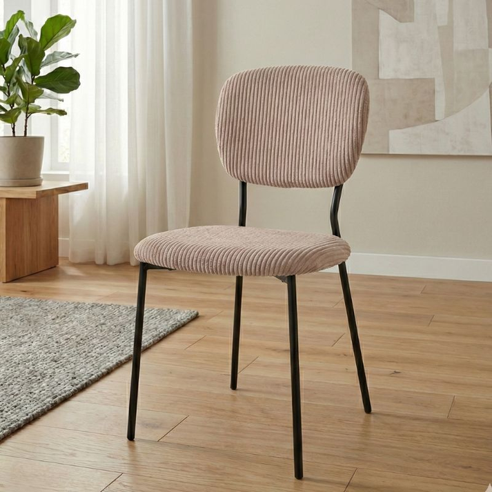 Καρέκλα τραπεζαρίας Kevin μόκα ύφασμα - μεταλλικό μαύρο πόδι 48x51x87εκ.