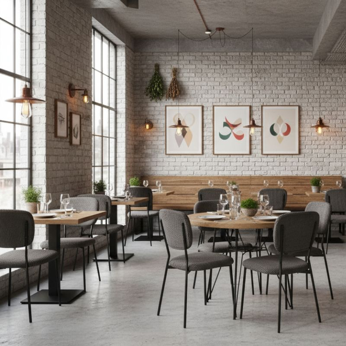 Καρέκλα τραπεζαρίας Kevin γκρι ύφασμα - μεταλλικό μαύρο πόδι 48x51x87εκ.