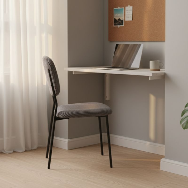 Καρέκλα τραπεζαρίας Kevin γκρι ύφασμα - μεταλλικό μαύρο πόδι 48x51x87εκ.